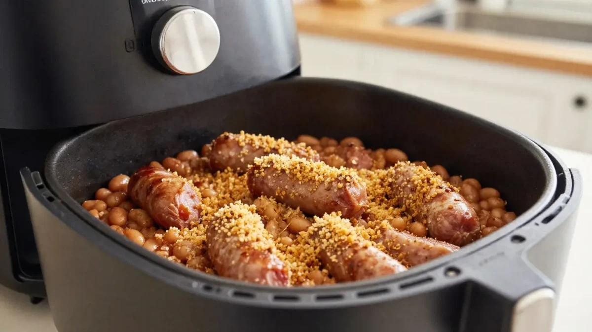 Délicieux cassoulet préparé au airfryer, rempli de saveurs et de tendres haricots.