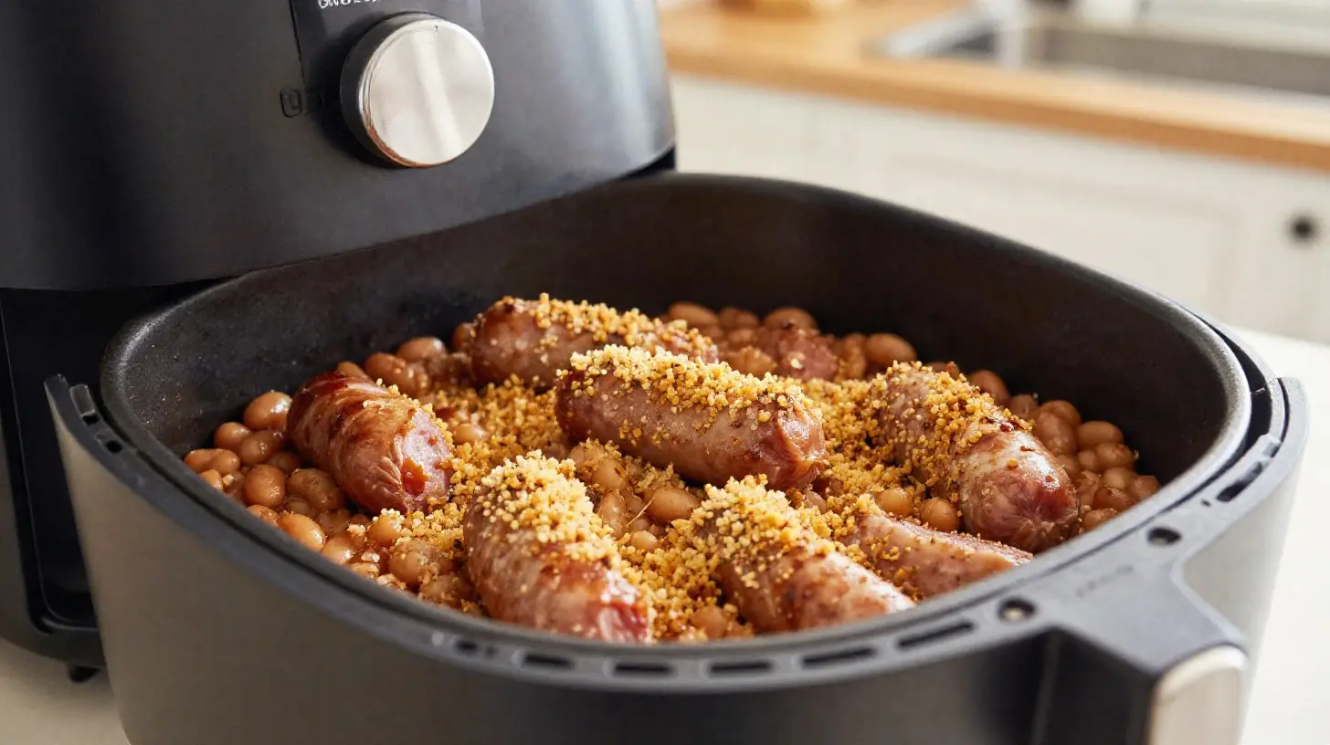 Délicieux cassoulet préparé au airfryer, rempli de saveurs et de tendres haricots.