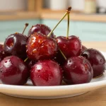 Dégustation de cerises rôties délicieusement préparées au Airfryer.