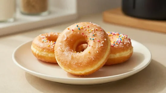 Délicieux donuts cuits à l'airfryer, croustillants à l'extérieur et moelleux à l'intérieur.