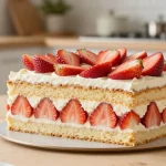 Un délicieux fraisier au airfryer, léger et crémeux avec des fraises fraîches.