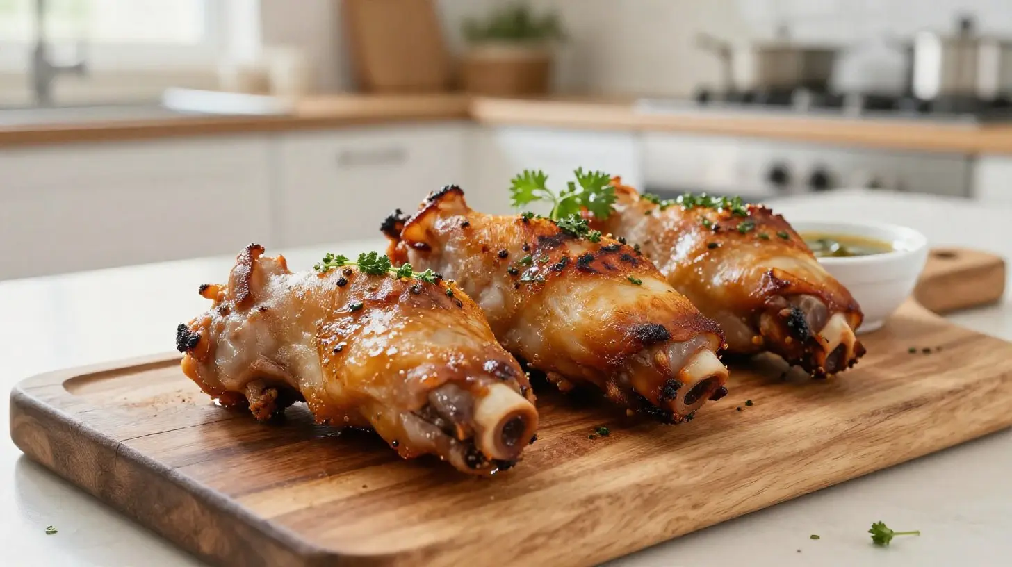 Délicieux pieds de porc grillés au airfryer pour une croûte parfaite et une viande tendre.