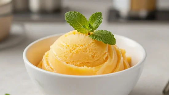 Délicieux sorbet fait maison au airfryer, parfait pour se rafraîchir en été.