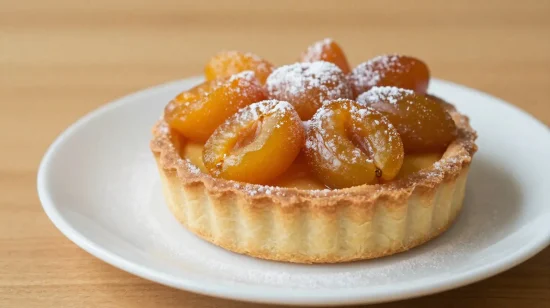 Délicieuse tarte aux mirabelles préparée dans un airfryer avec une croûte dorée et fondante.