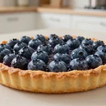 Délicieuse tarte aux myrtilles cuite à la perfection dans un airfryer.