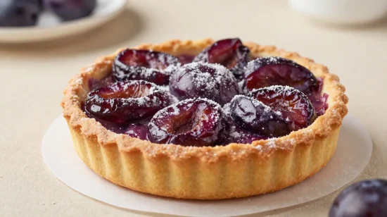 Délicieuse tarte aux pruneaux cuite au airfryer pour un dessert léger et savoureux.