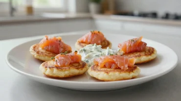 Délicieux blinis au saumon préparés dans l'airfryer pour une cuisson parfaite.