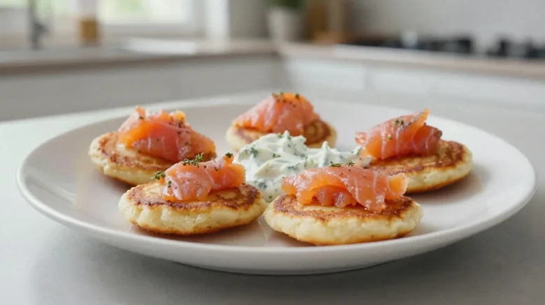 Délicieux blinis au saumon préparés dans l'airfryer pour une cuisson parfaite.