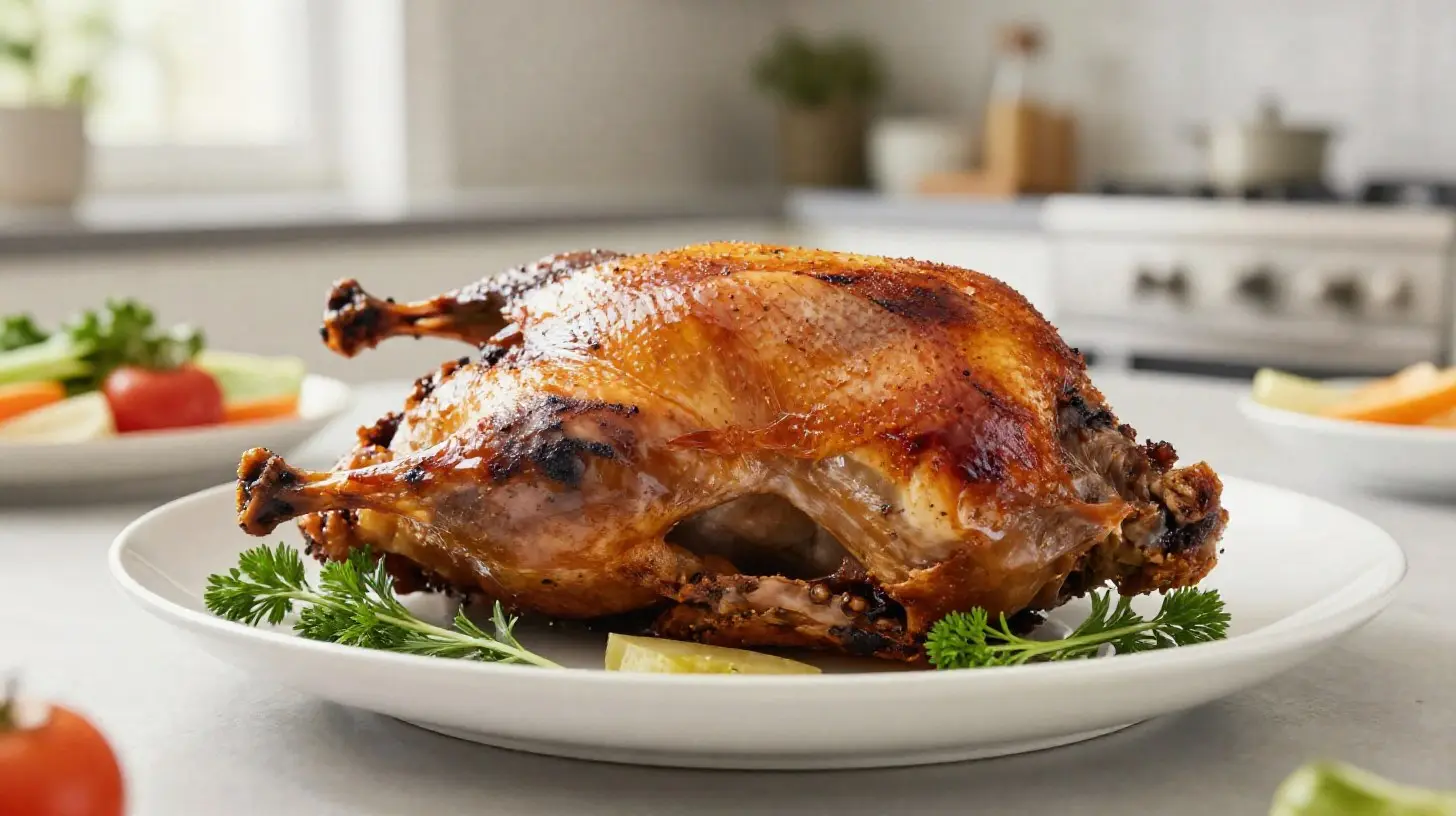 Délicieuse canette rôtie préparée à la perfection dans l'airfryer.