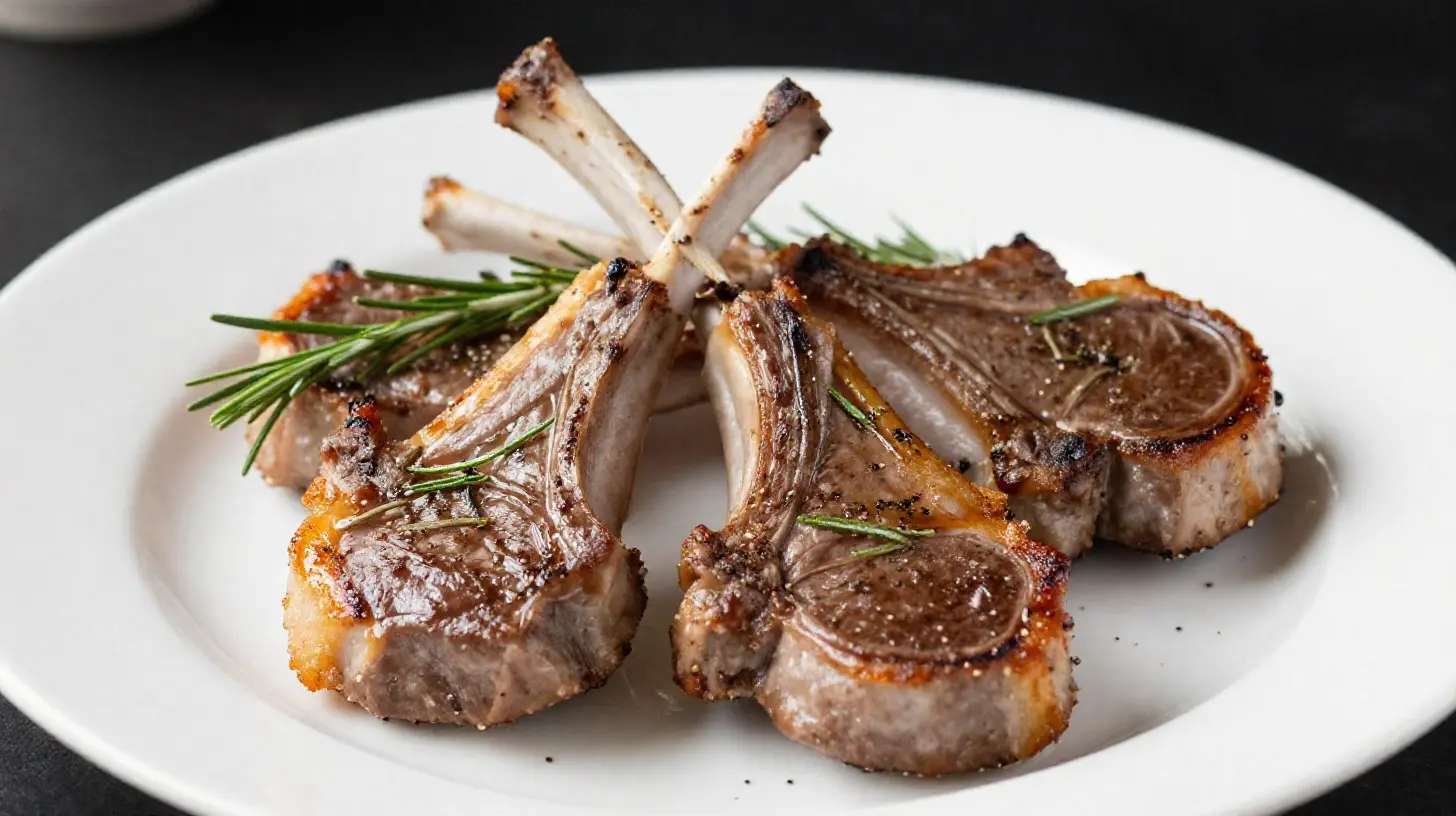 Délieuse côte d'agneau au romarin cuite à la perfection dans un airfryer.