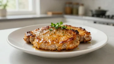 Délicieuses côtelettes de porc à la moutarde préparées dans l'airfryer, croustillantes et savoureuses.