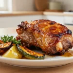 Délicieuse échine de porc rôtie préparée à l'airfryer, juteuse et savoureuse.