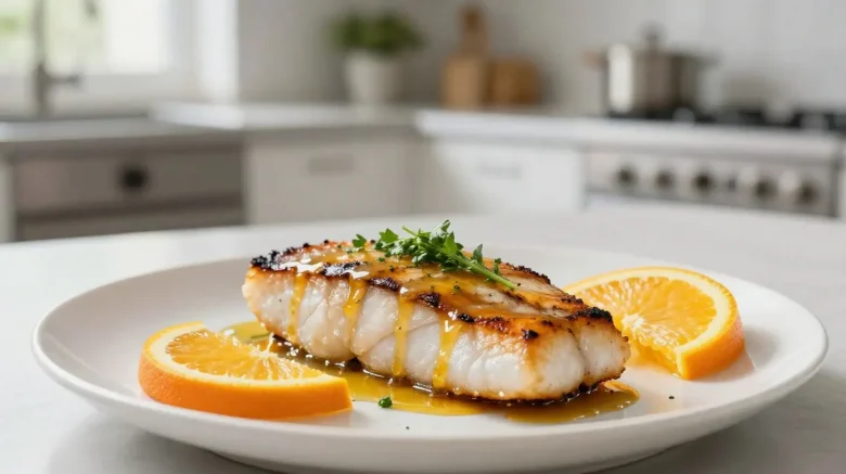Délicieux esdabon grillé aux agrumes préparé avec un airfryer.