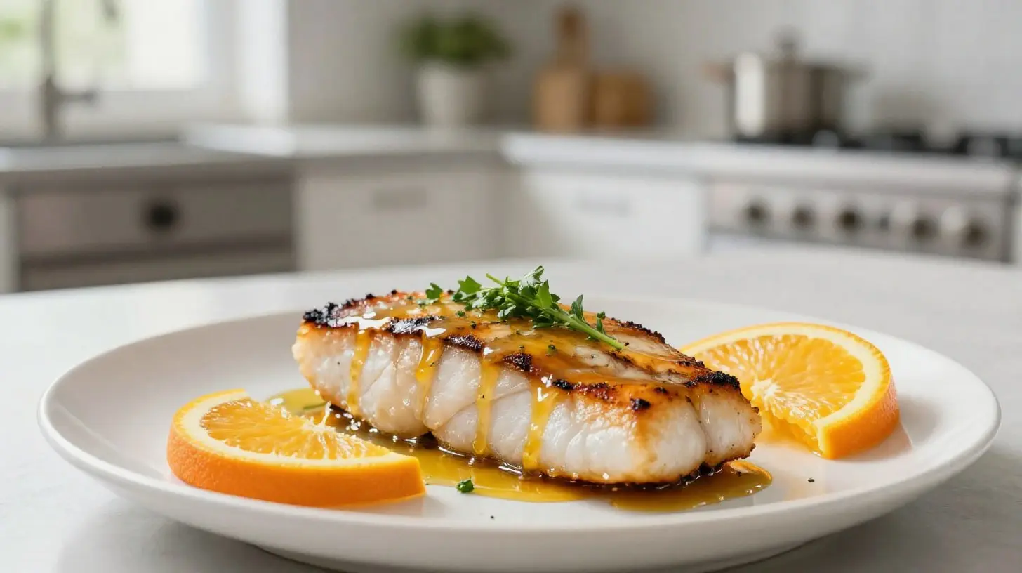Délicieux esdabon grillé aux agrumes préparé avec un airfryer.