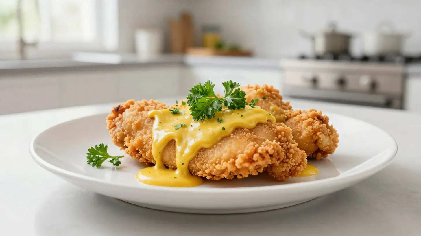 Savoureux filet de poulet à la moutarde cuit à la perfection dans l'airfryer.