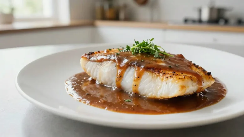 Délicieux lieu noir à la bordelaise préparé dans une airfryer, croustillant et savoureux.