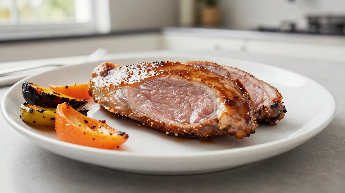 Délicieux magret de canard au miel préparé dans l'airfryer pour une cuisson parfaite.