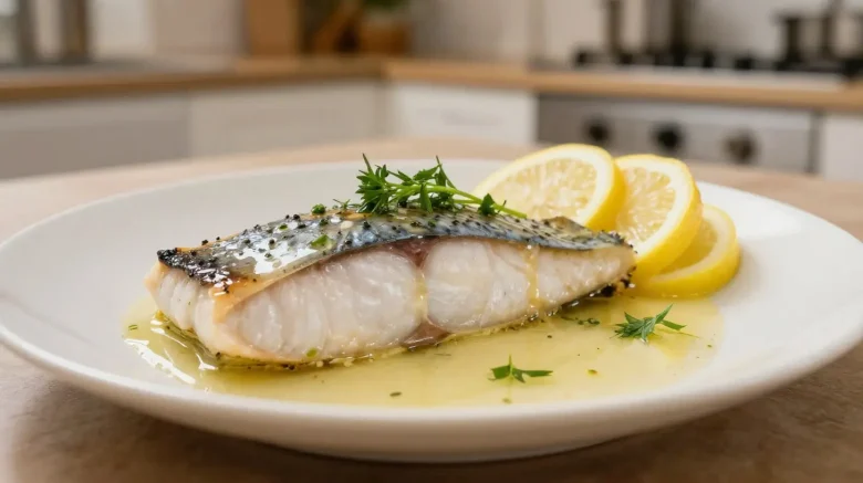 Délicieux maquereau au vin blanc préparé à l'airfryer, savoureux et croustillant.