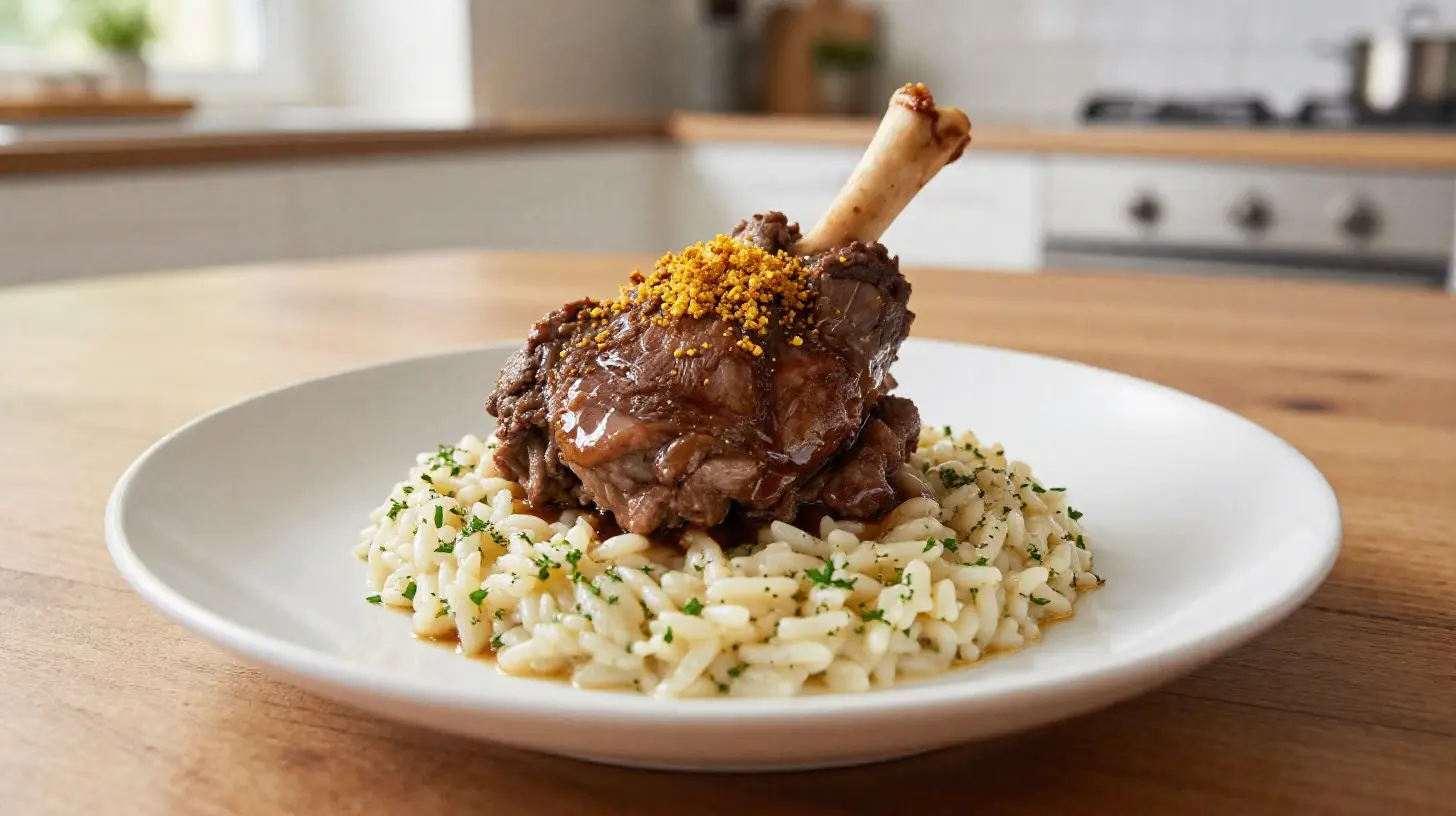 Savoureux osso bucco à la milanaise préparé à l'airfryer, fondant et plein de saveurs.