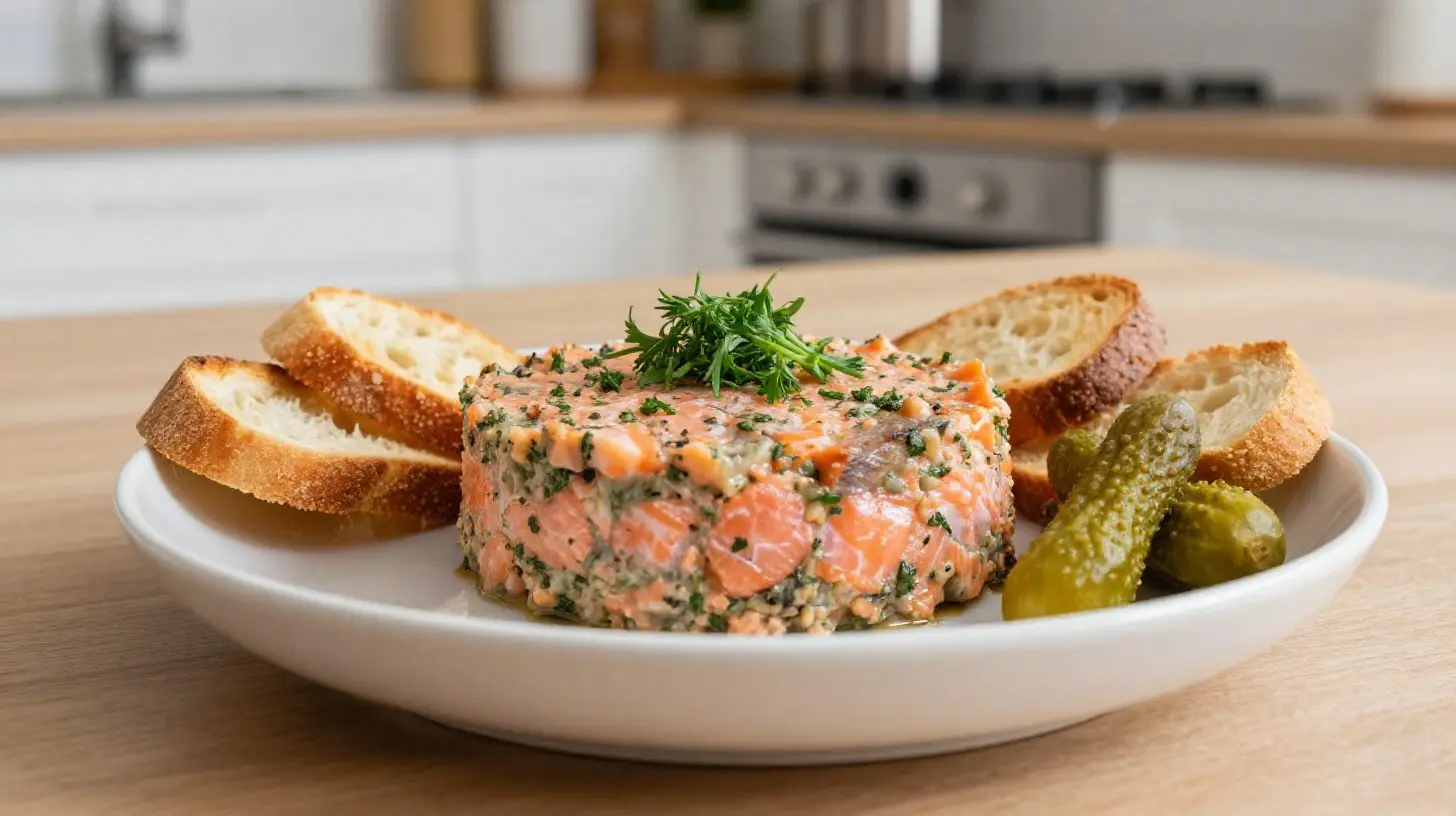 Délicieuses rillettes de saumon préparées dans une airfryer pour une texture parfaite.