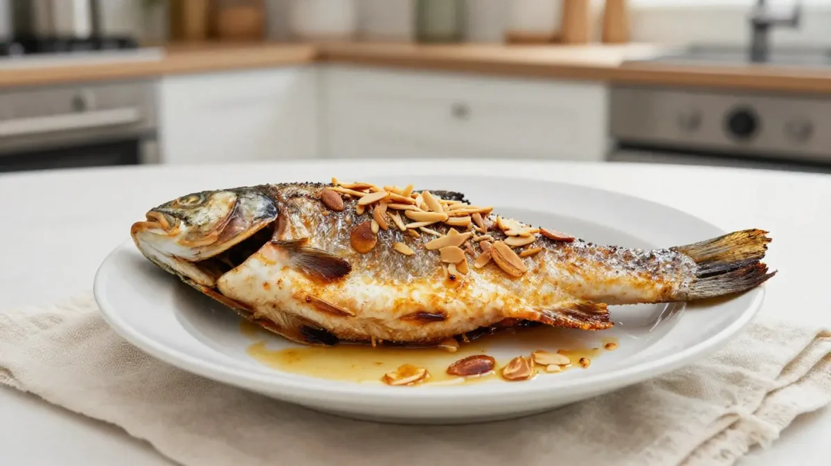 Délicieuse truite aux amandes cuite à l'airfryer, croustillante et savoureuse.