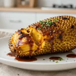 Délicieux jackfruit BBQ cuit à l'airfryer, savoureux et tendre.