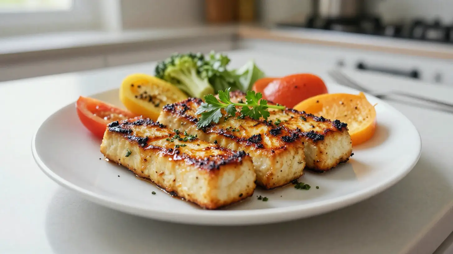 Tempeh mariné cuit à l'airfryer pour un plat savoureux et croustillant.